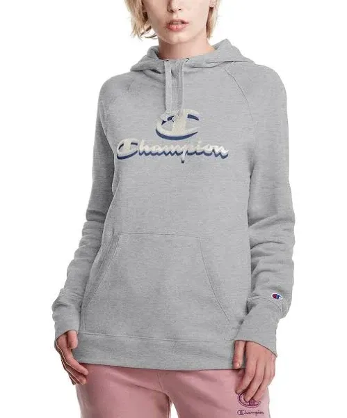 Champion Women&#039;s Powerblend Fleece Hoodie, Double Logo