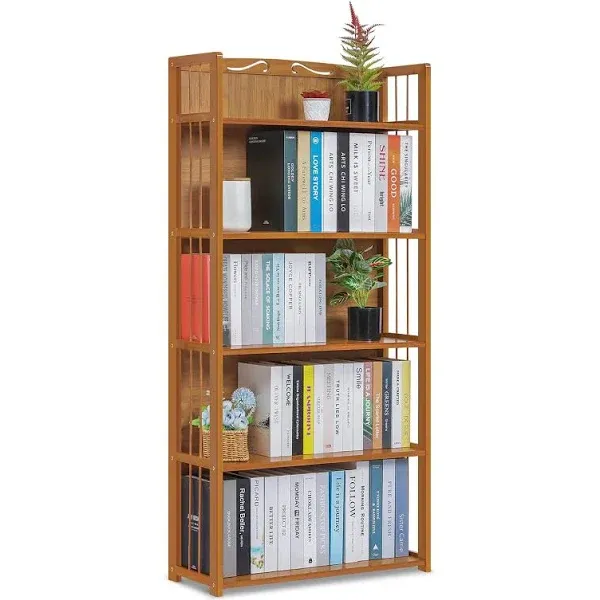 32&#034; Natural BambooSEALED BACK PANEL6-Tier Bookcase Utility Shelf Toys Showcase