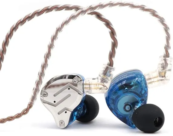 Linsoul KZ ZS10 Pro 4BA+1DD 5 Driver in-Ear HiFi Metal Earphones with Stainless Steel Faceplate, 2 Pin Detachable Cable (Without Mic, Blue)