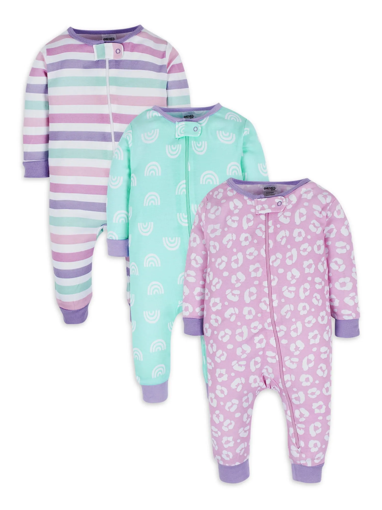 Onesies Brand Baby Girls' 3-Pack Snug Fit One-Piece Cotton Pajamas