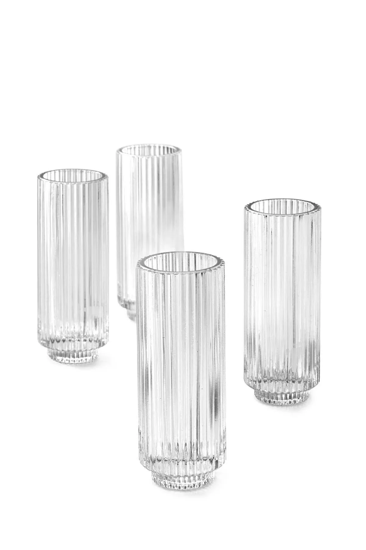 Serene Spaces Living Set of 4 Tall Clear Ribbed Glass Votive Holder, Perfect for Weddings and Home Décor, Measures 6.25" Tall and 2.25" Diameter