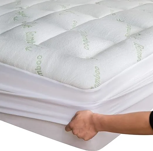 Bamboo Mattress Topper Twin Extra Long XL Cooling Breathable Back Pain Relief Extra Plush Thick Fitted 8-20 Inches Bed Size Pillow Top Mattress Pad Cover Ultra Soft