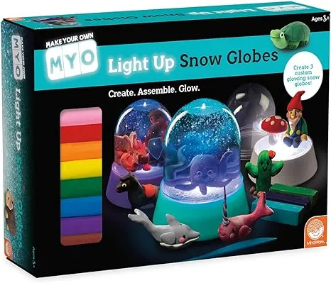 MindWare Make Your Own Light Up Snow Globes – DIY 39-Piece Craft Activity for Kids & Teens – Make Your Own Snow Globe that Lights Up – Complete Craft Makes a Great Handmade Gift for Moms – Ages 8 & Up