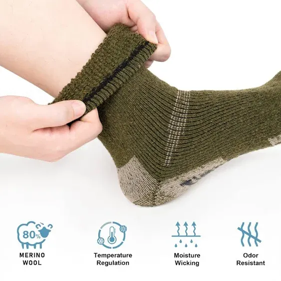 Time May Tell Mens Merino Wool Hiking Cushioning Socks For Outdoor Wool-Socks-For-Mens 3 Pack