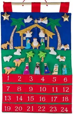 Vermont Christmas Company Nativity Fabric Advent Calendar, Red