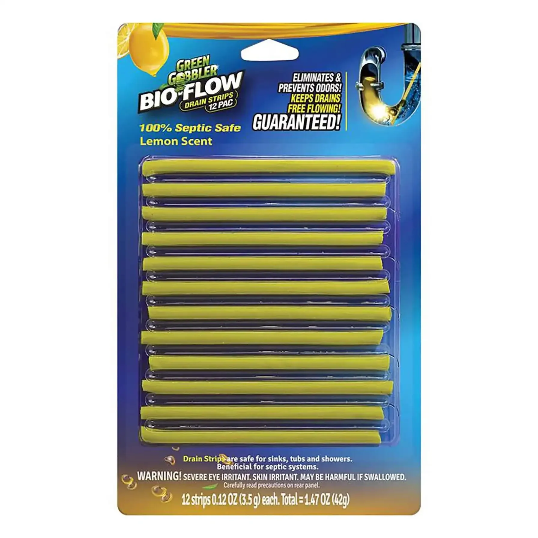 Green Gobbler Lemon Scent Bio Flow Drain Strips (12-Pack)