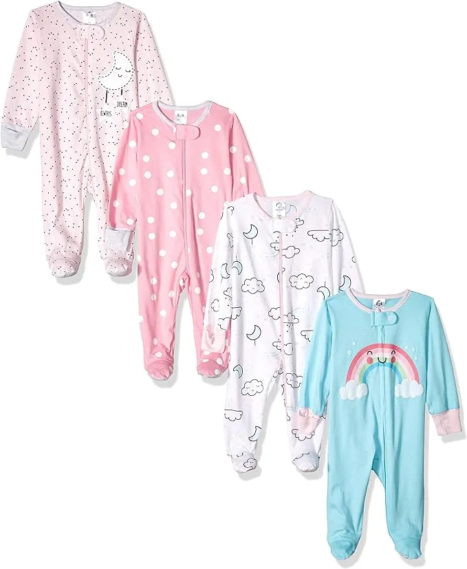 Gerber Baby Girls' 4 Pack Sleep 'N Play Footie