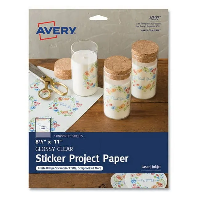 Avery Full-Sheet Sticker Project Paper 8.5"x11" 7 Sheets-Clear