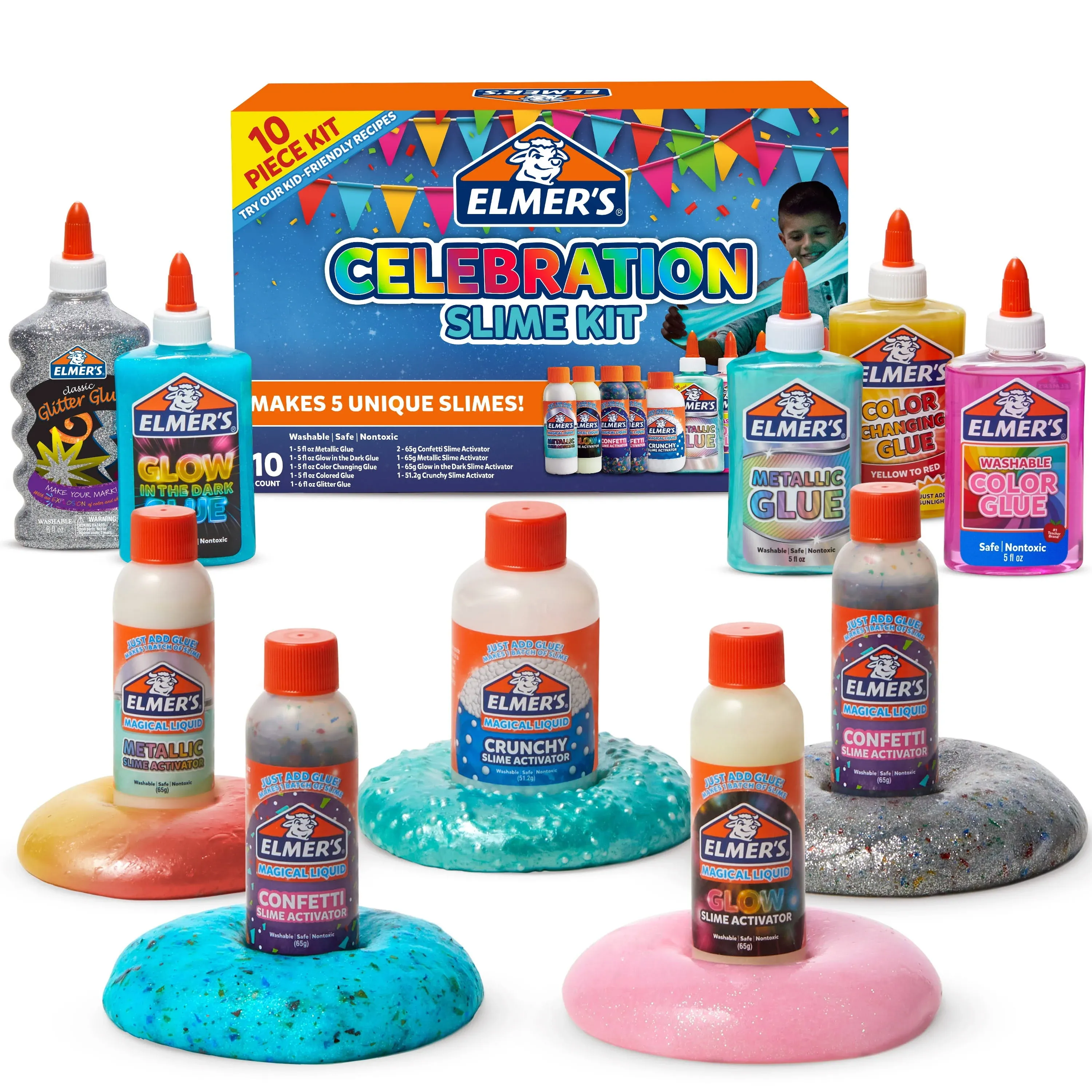 Elmer's Slime Celebration Kit, 36.97 oz, Assorted Colors