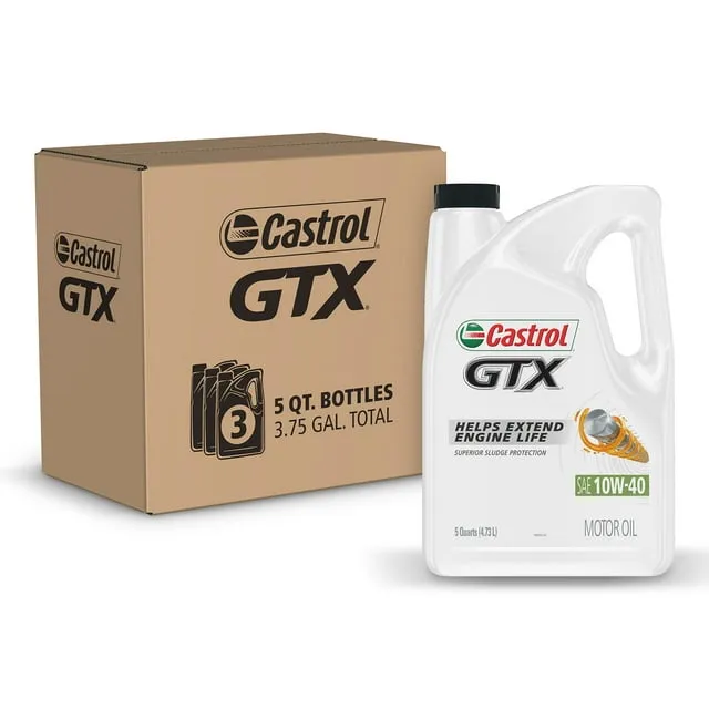 Castrol GTX 10W-40 Conventional Motor Oil, 5 Quarts, Case of 3