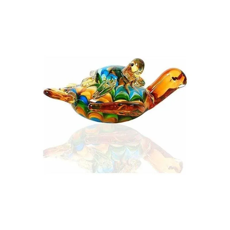 EUSTUMA Hand Blown Glass Sea Turtle Figurines Ornament,Sea Animal Ornament for ...