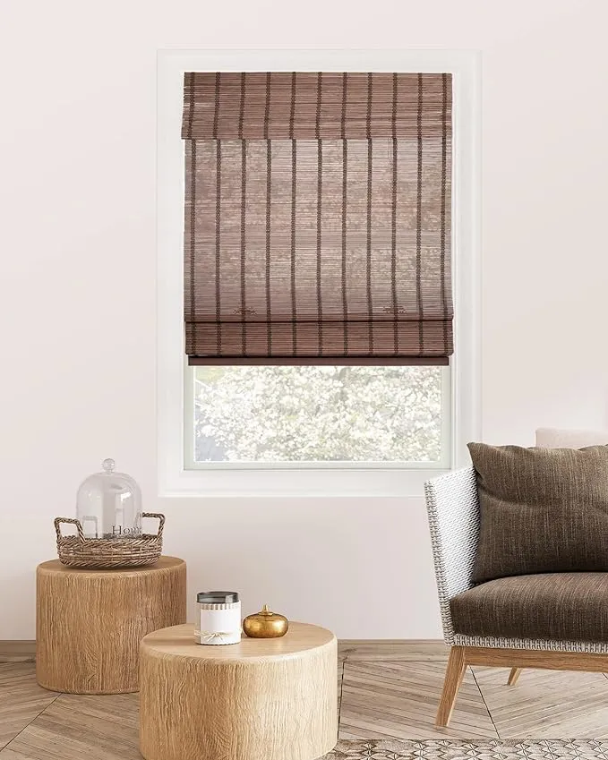 Chicology Cordless Bamboo Light-filtering Roman Shades - 27"W x 64"H - Bear