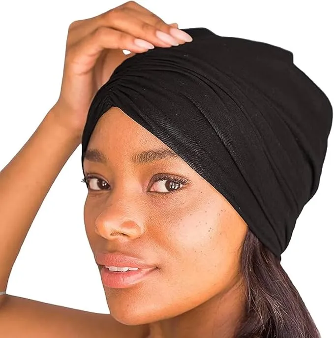 Kitsch Satin Hair Bonnet for Sleeping - Softer than Silk Bonnet | Sleeping Bonnets for Women (Black)