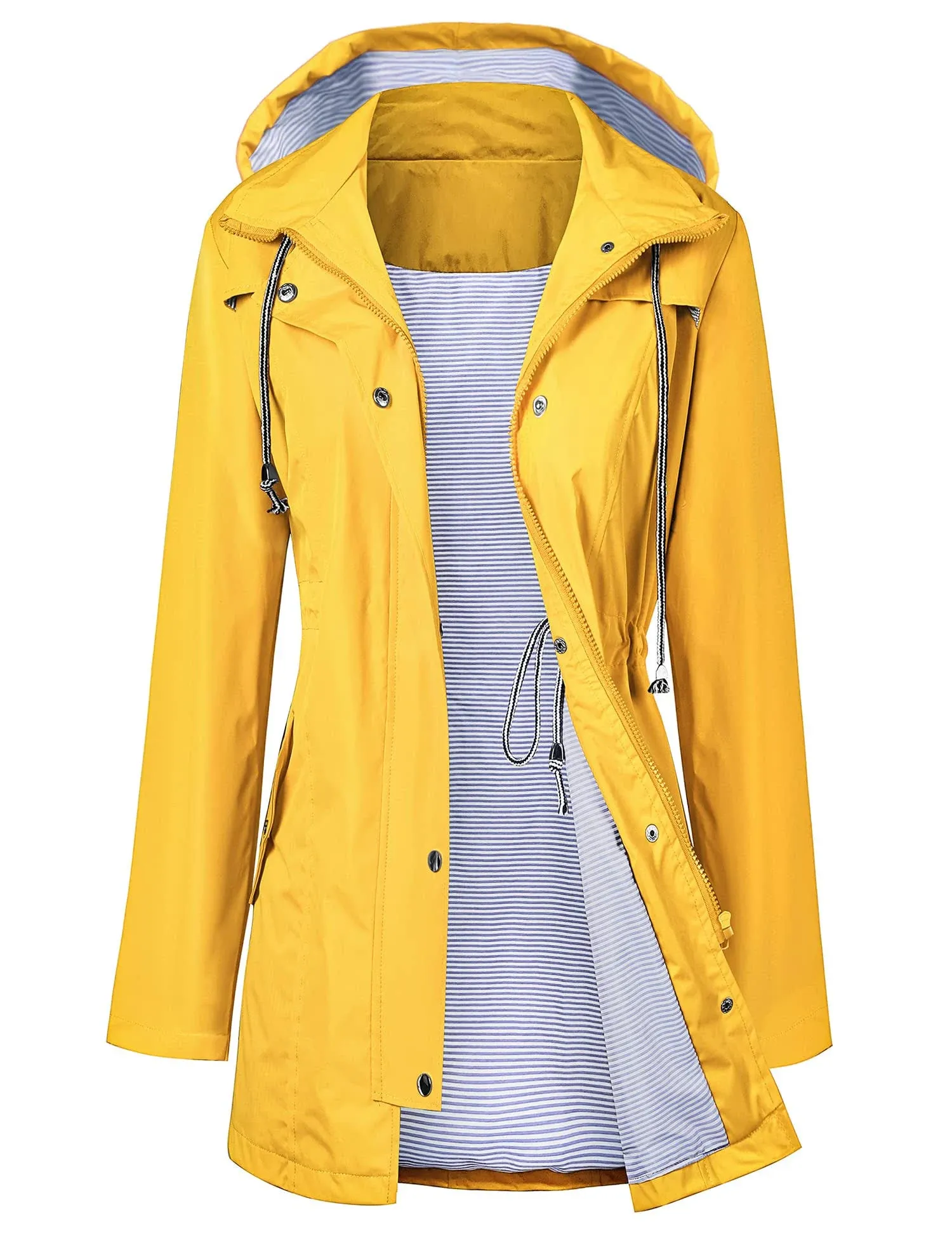 LOMON Raincoat Women Waterproof Long Hooded Trench Coats Lined Windbreaker Travel Jacket S-XXL