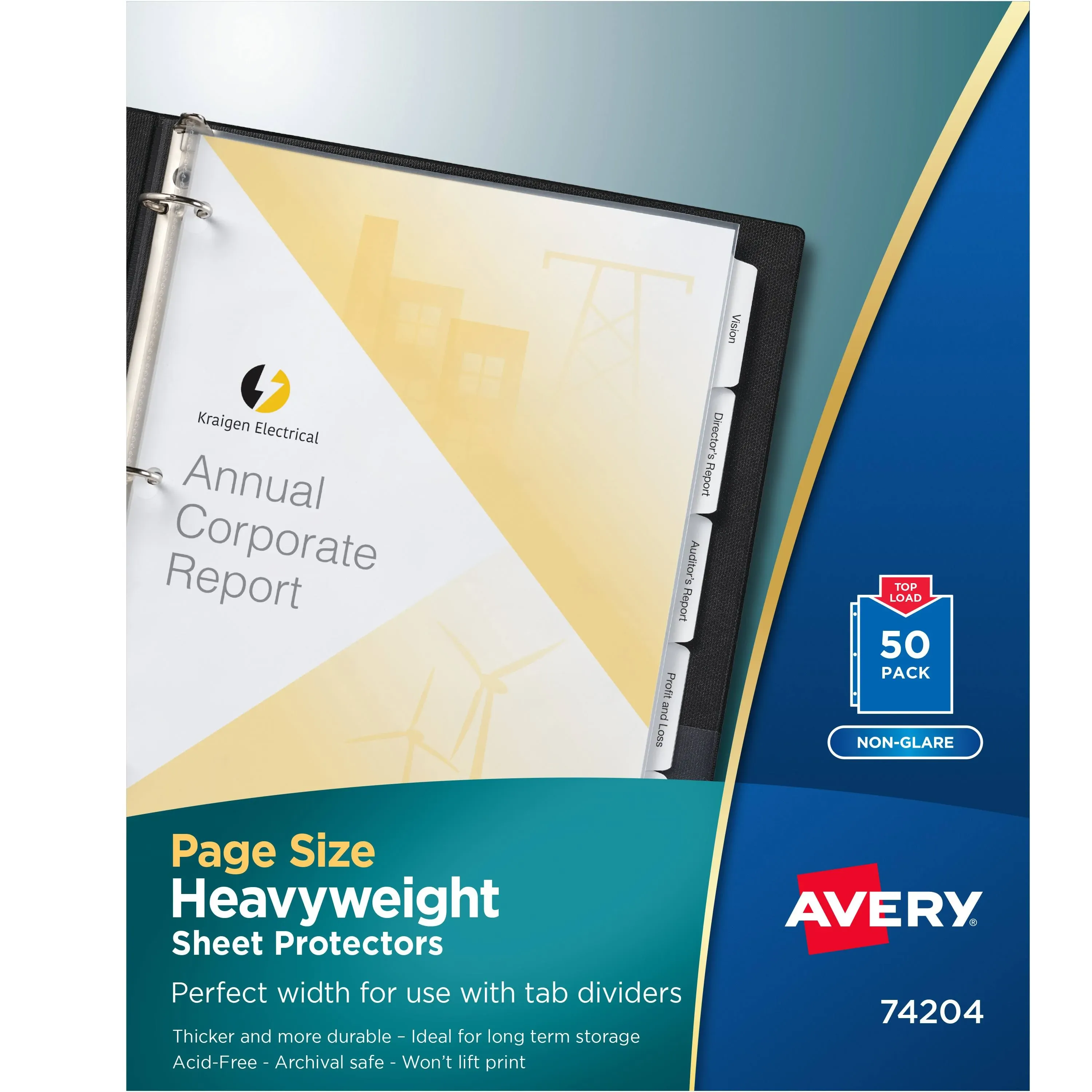 Avery Heavyweight Sheet Protectors 3-Hole Punched Non-Glare 50pk - 74204 - Clearance Sale