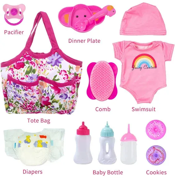 Ecore Fun 13 Piece Baby Doll Accessories Baby Doll Feeding and Caring Set ...