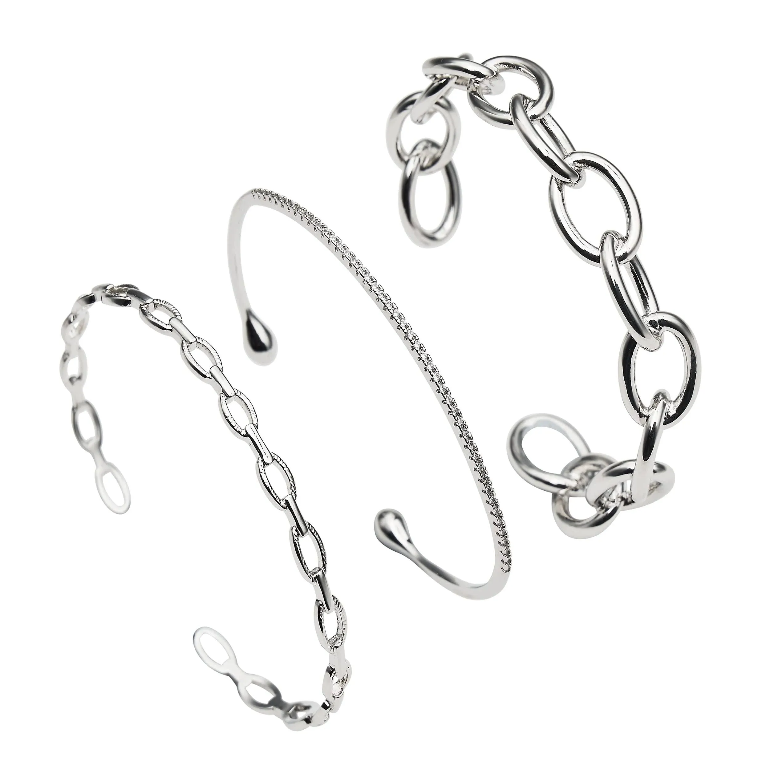 Maya J Harmony Trio Silver Bracelet Set