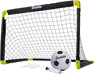 Franklin Sports Kids Mini Soccer Goal Set - Backyard/Indoor Mini Net + Ball Set with Pump - Portable Folding Youth Soccer Goal Set - 36" x 24"