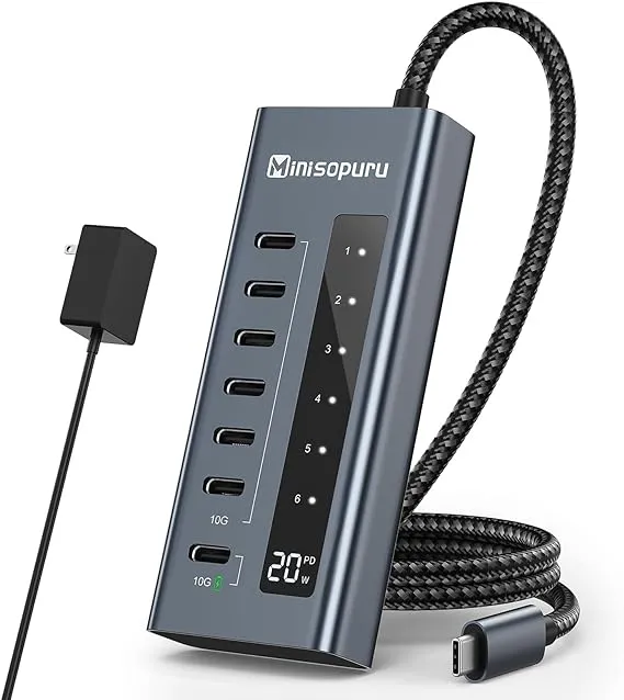 7 in 1usb USB C Hub Powered Support 10Gbps Data & Fast Charging BD206A EU