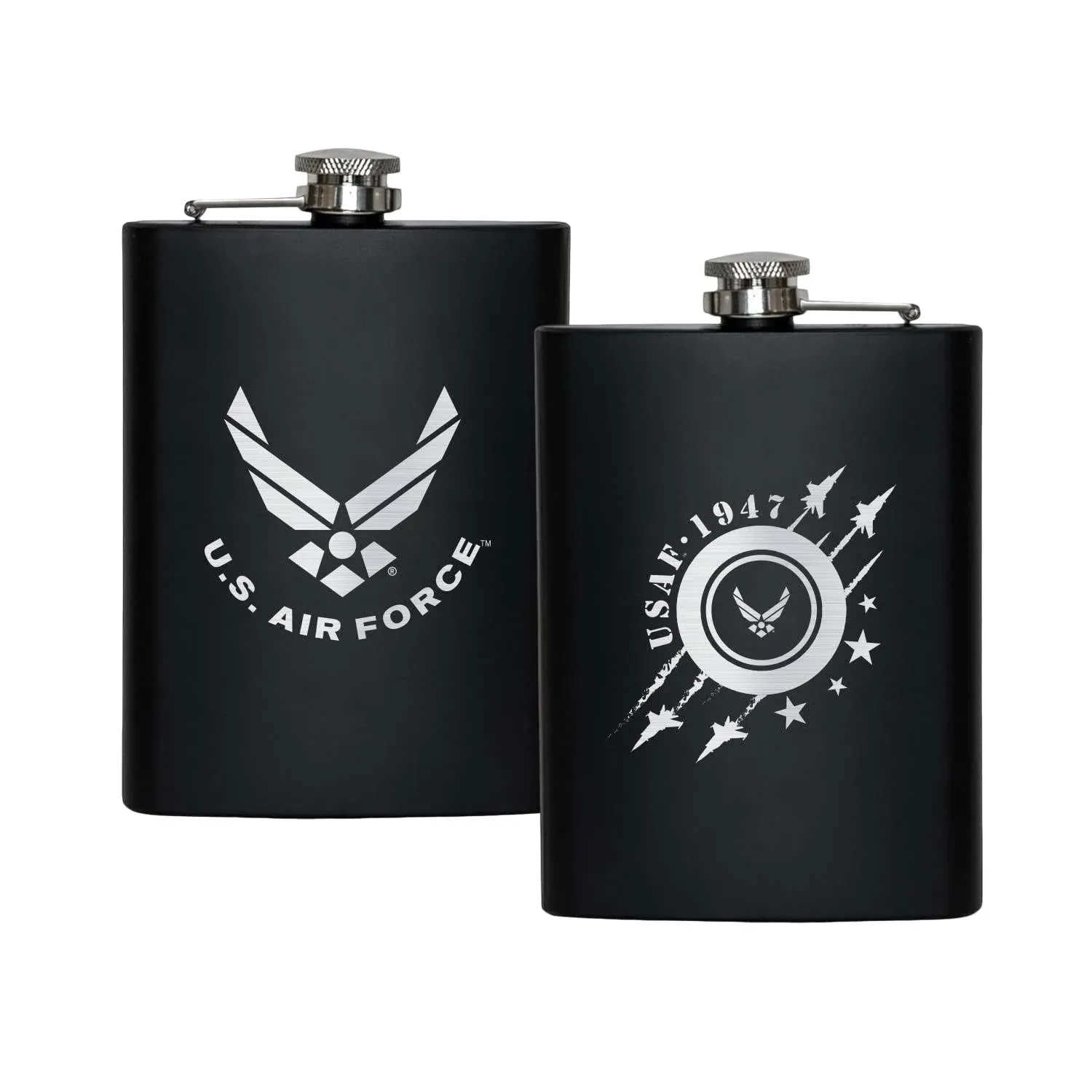 US Air Force 8 oz Flask | Stainless Steel Hip Flask for Liquor – Matte Black