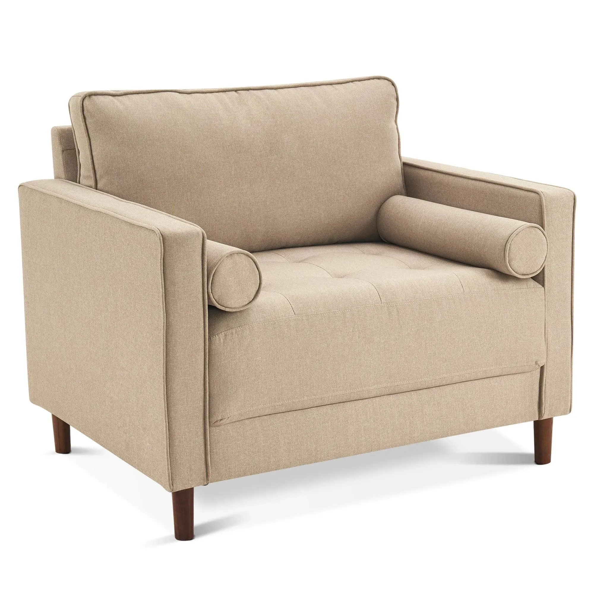 Mcombo Mid-Century Oversized Accent Chair and A Half, Linen Lounge Sofa Couch ...