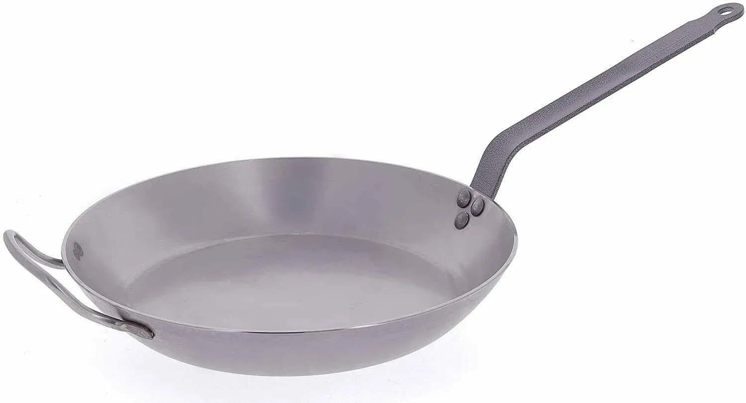 DE BUYER 5110.36 Carbone Plus Heavy Quality Steel Round Lyonnaise Frying Pan, 36 cm Diameter