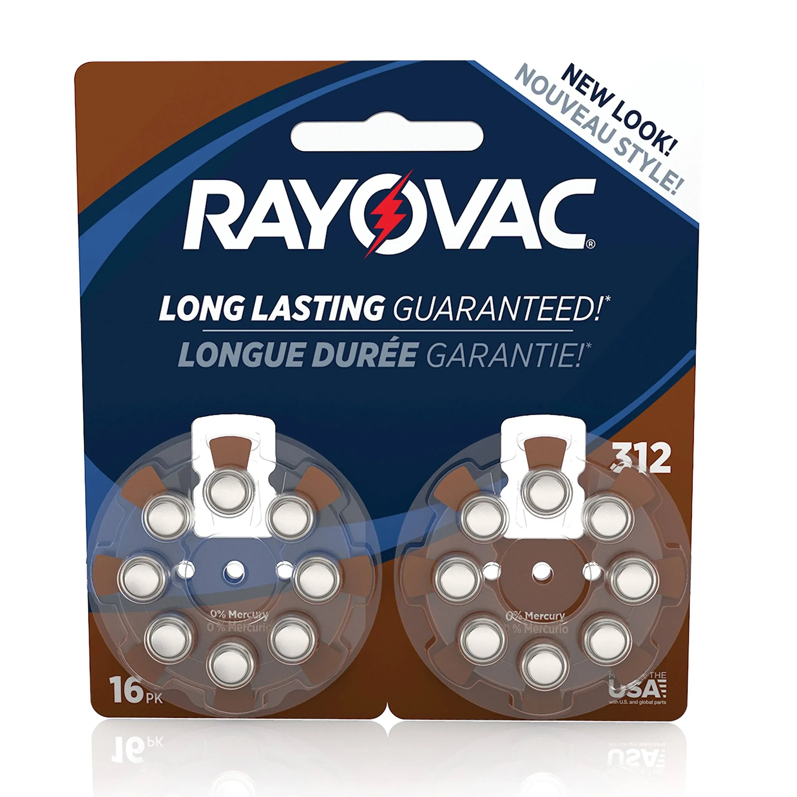 Rayovac Batteries, Hearing Aid, 312, 16 Pack - 16 batteries