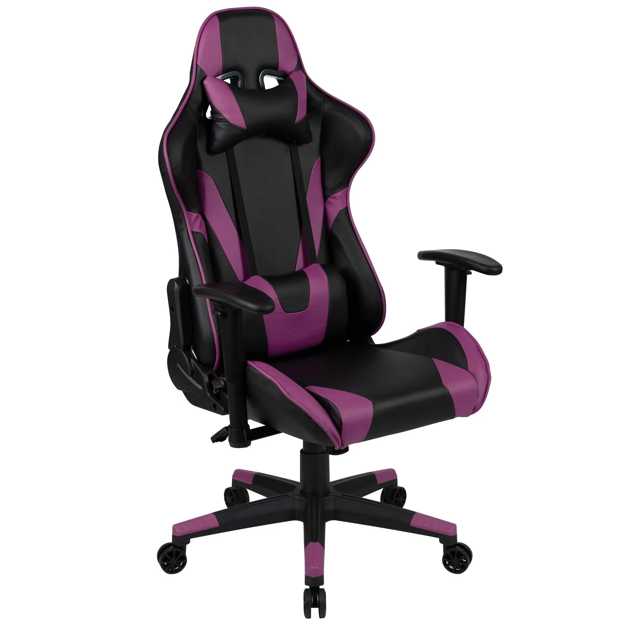 Flash Furniture X20 Gaming Chair Racing Office Ergonomic Computer PC Adjustable Swivel Chair with Fully Reclining Back in Purple LeatherSoft