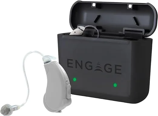 Lucid Hearing Engage Rechargeable OTC Hearing Aids - Compatible With iPhone, Lucid Hearing APP, and Bluetooth - Splashproof - Discrete - Engineered and Designed in the USA (Grey)