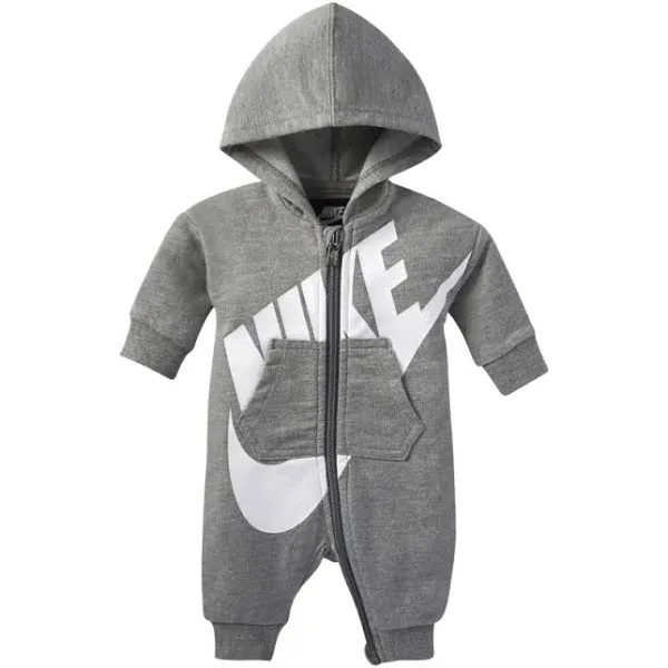 Nike Boys' Baby Boys French Terry Hooded Coverall - Heather Grey - 3 Months