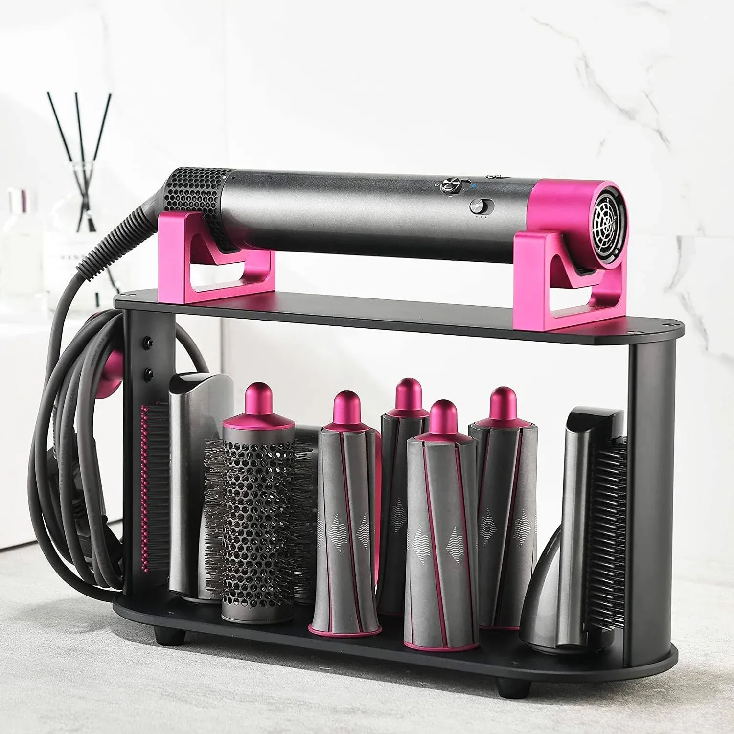 Foho Storage Holder Compatible for Dyson Airwrap Styler, 8-Holes Countertop Bracket Organizer Stand Storage Rack for Hair Curling Iron Wand Barrels