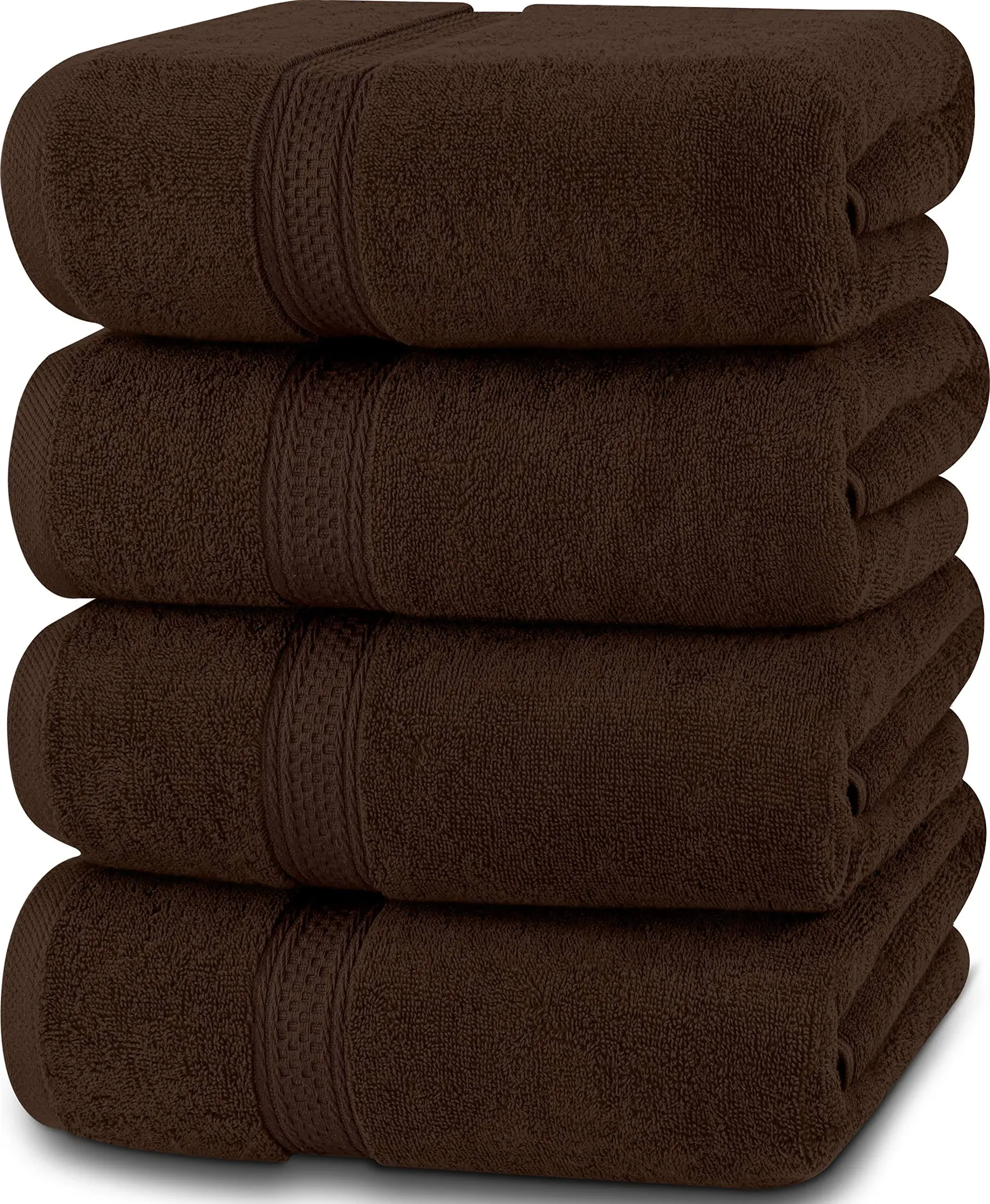 Utopia Towels 4 Pack Premium Bath Towels Set, (27 x 54 Inches) 100% Ring Spun Cotton 600GSM, Lightweight and Highly Absorbent Quick Drying Towels, Perfect for Daily Use (Dark Brown)