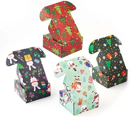 Small Christmas Gift Boxes with Lids, 24 Pack 4X4X2 Inch Christmas Shipping Boxe