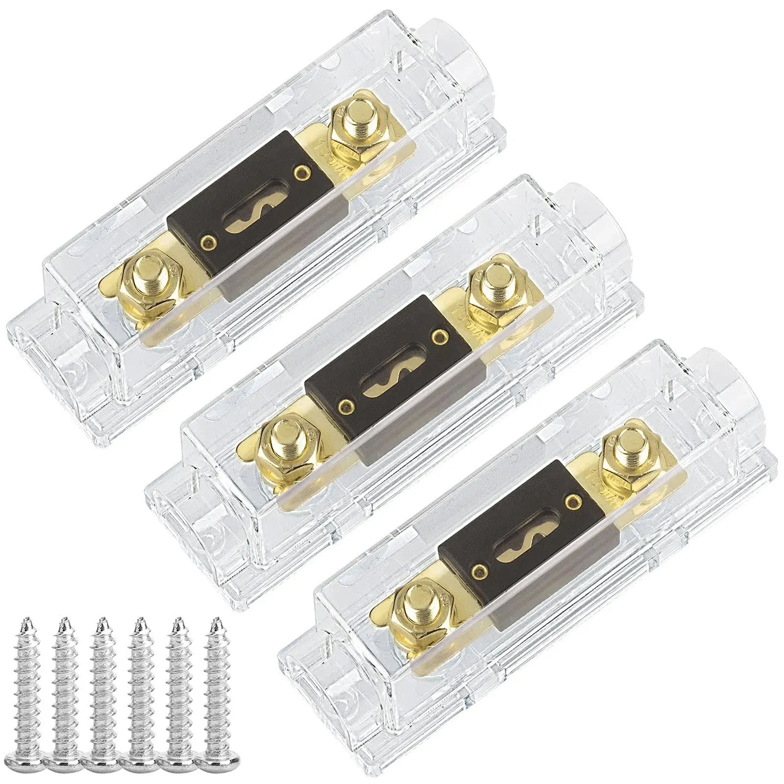 3 Pack Car 30 Amp Anl Fuse Holder Kit + 30a Fuses 0/2/4/8 Gauge Awg Fuse Block F