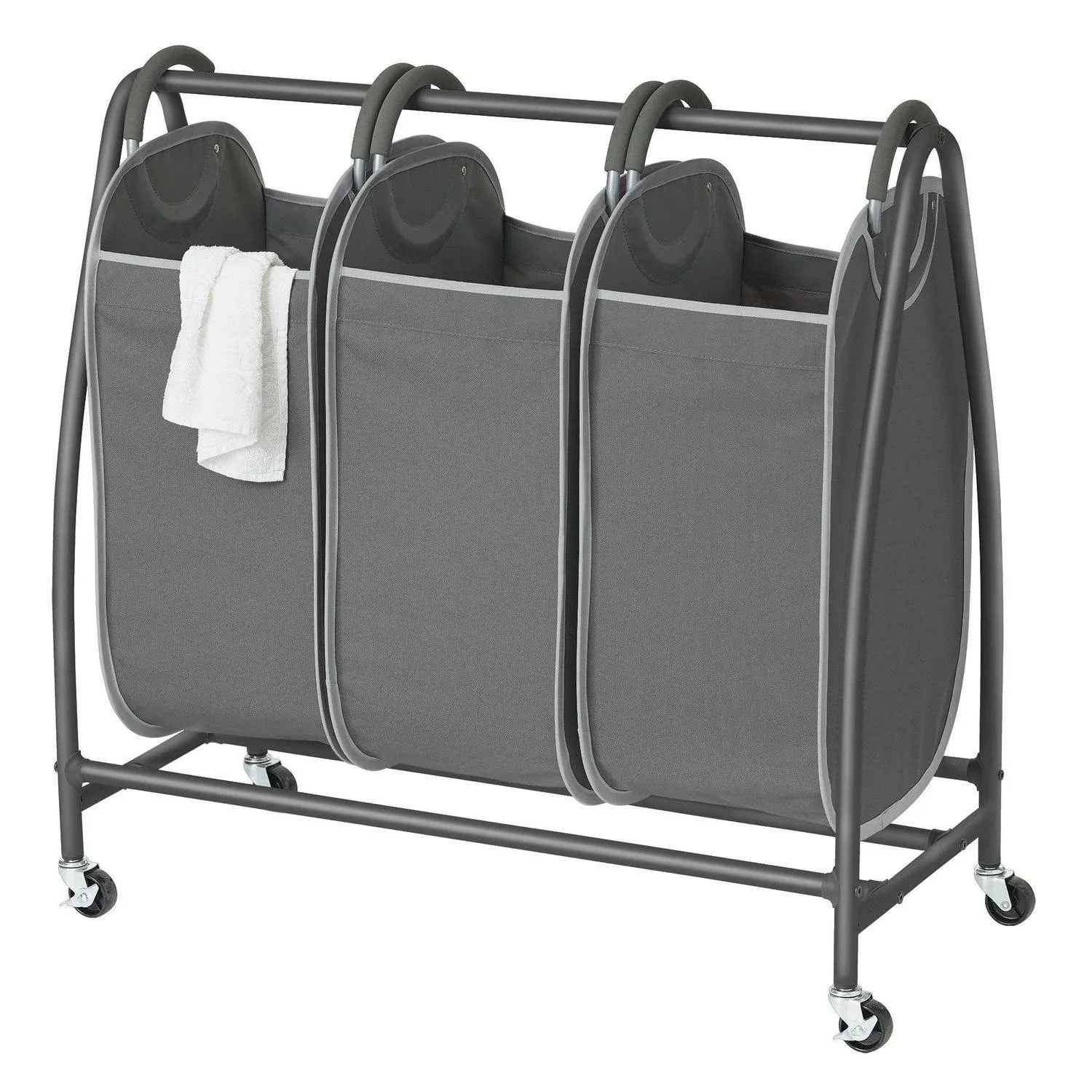 Neatfreak Triple Laundry Hamper Sorter - Rolling Laundry Cart With Wheels & 3 x removable Dirty Clothes Hamper Totes With EVERFRESH Tech For Towels, Blankets & Bathroom Organization