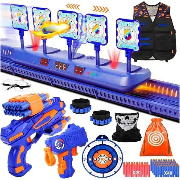 Targets for Nerf Gun, Moving Shooting Target Kit for Kids Practice, Upgraded Electronic Target with Blaster and Foam Darts, Ideal Gift Toy for Kids