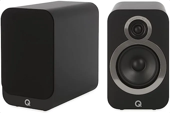 Q Acoustics 3010i Compact Bookshelf Speakers Pair English Walnut - 2-Way Reflex Enclosure Type, 4" Bass Driver, 0.9" Tweeter - Stereo Speakers/Passive Speakers for Home Theater Sound System