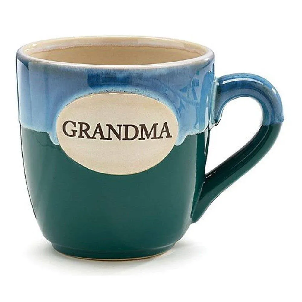 GRANDMA TEAL/BLUE GLAZE PORCELAIN MUG