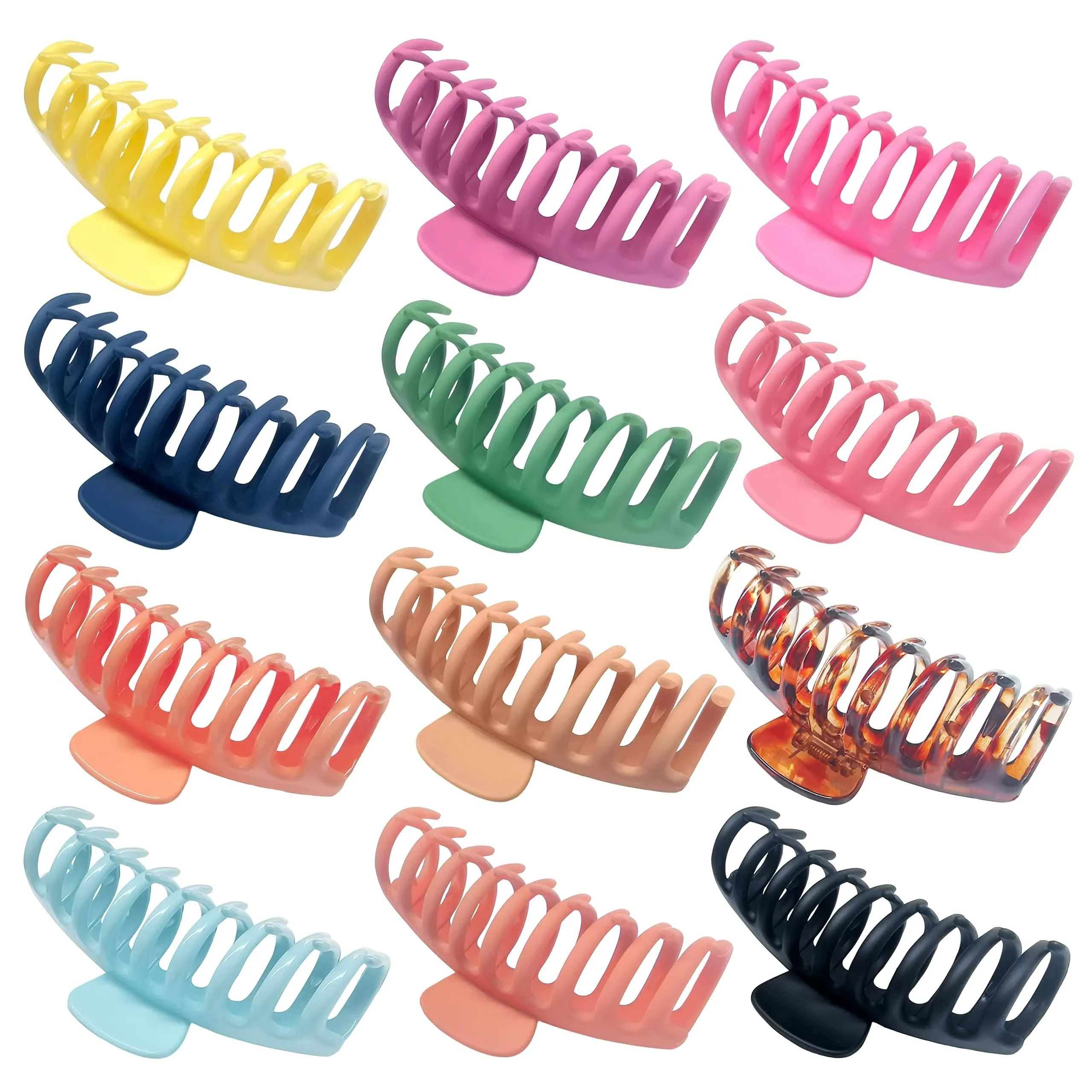 Puniae 12pcs Big Hair Claw Clips for Women Girls Nonslip Matte 4.3 inch Large ...