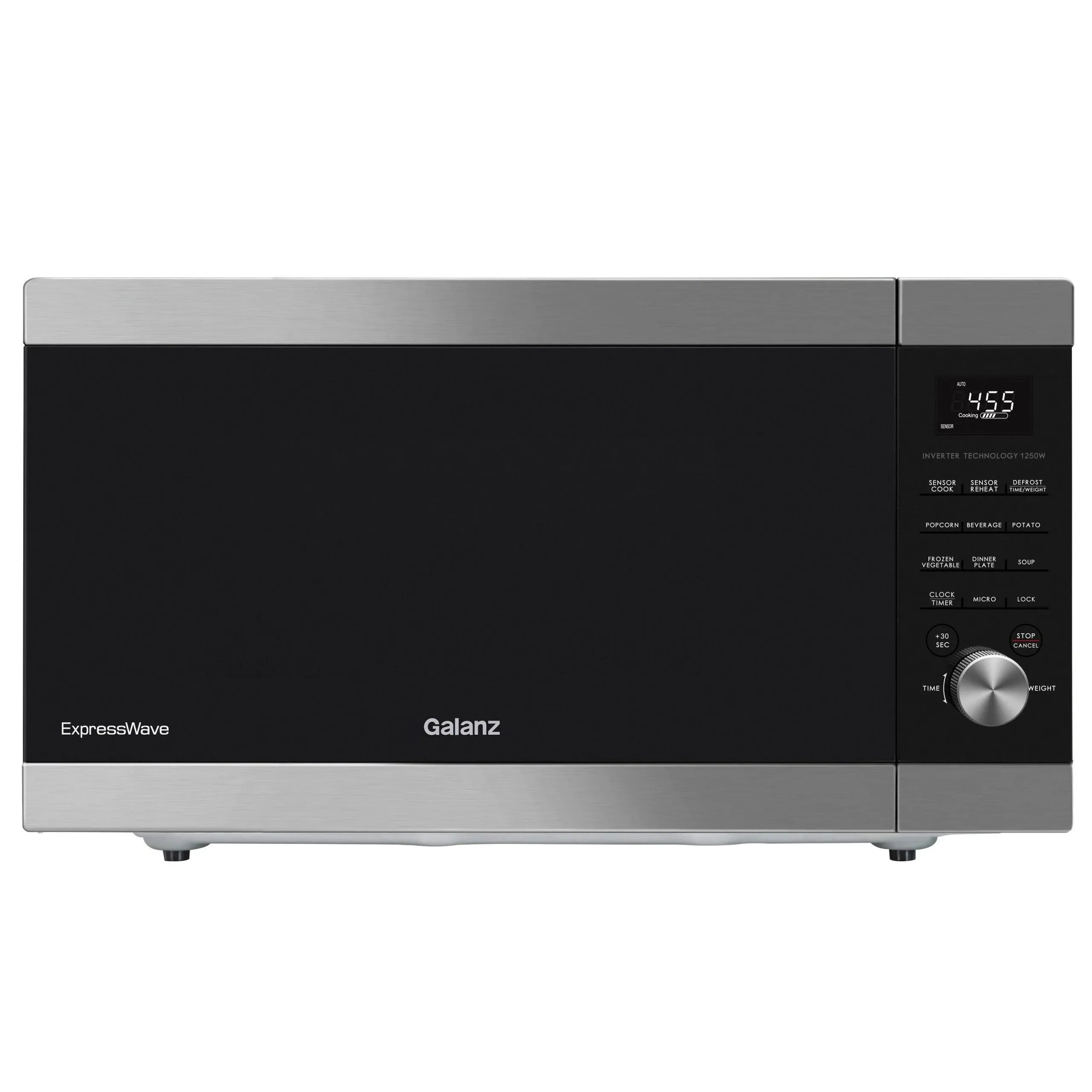 Galanz ExpressWave Microwave Oven with Patented Inverter Technology, Sensor Cook & Sensor Reheat, 10 Variable Power Levels, Express Cooking Knob, 1250W, 2.2 Cu Ft, Stainless Steel