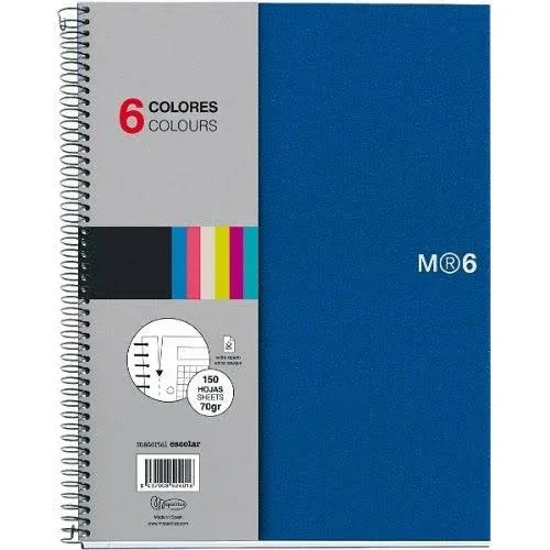 Miquelrius 8.5 X11 Wirebound Notebook, 6-Subject, College Ruled Blue