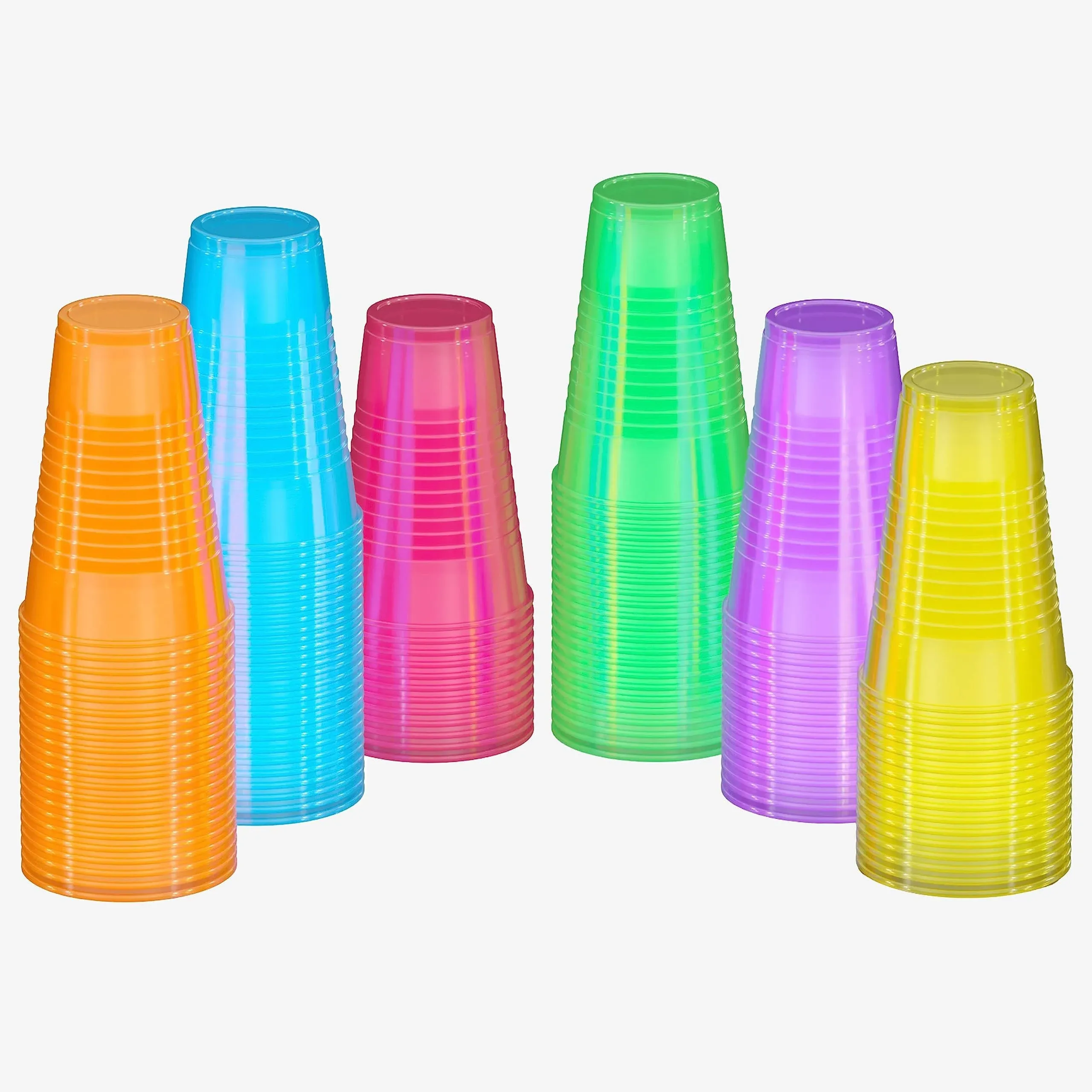 Exquisite Blacklight Party Glow Cups - 720 Pack 16 oz - Assorted Colors - Disposable Cups for Party - Blacklight Reactive Glow I