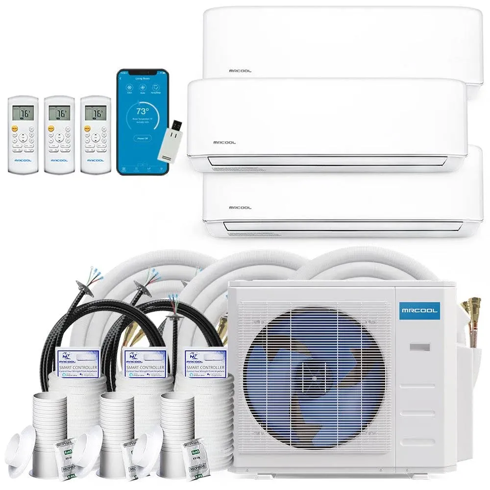 MRCOOL DIY Mini Split BTU 3 Zone Ductless Air Conditioner and Heat Pump Install Kit