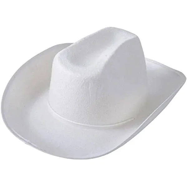 White Kids Cowboy Hat, Felt Cowgirl Hat for Girls and Boys, Dress-Up and Cost...