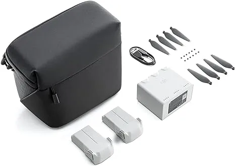 DJI Mini 3 Pro Fly More Kit Plus, Includes Two Intelligent Flight Batteries Plus, a Two-Way Charging Hub, Data Cable, Shoulder Bag, Spare propellers, and Screws, Black