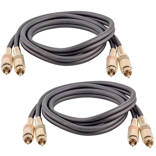 Seismic Audio Speakers Dual 2-rca Audio Patch Cables, male to Male, Black and Red ...