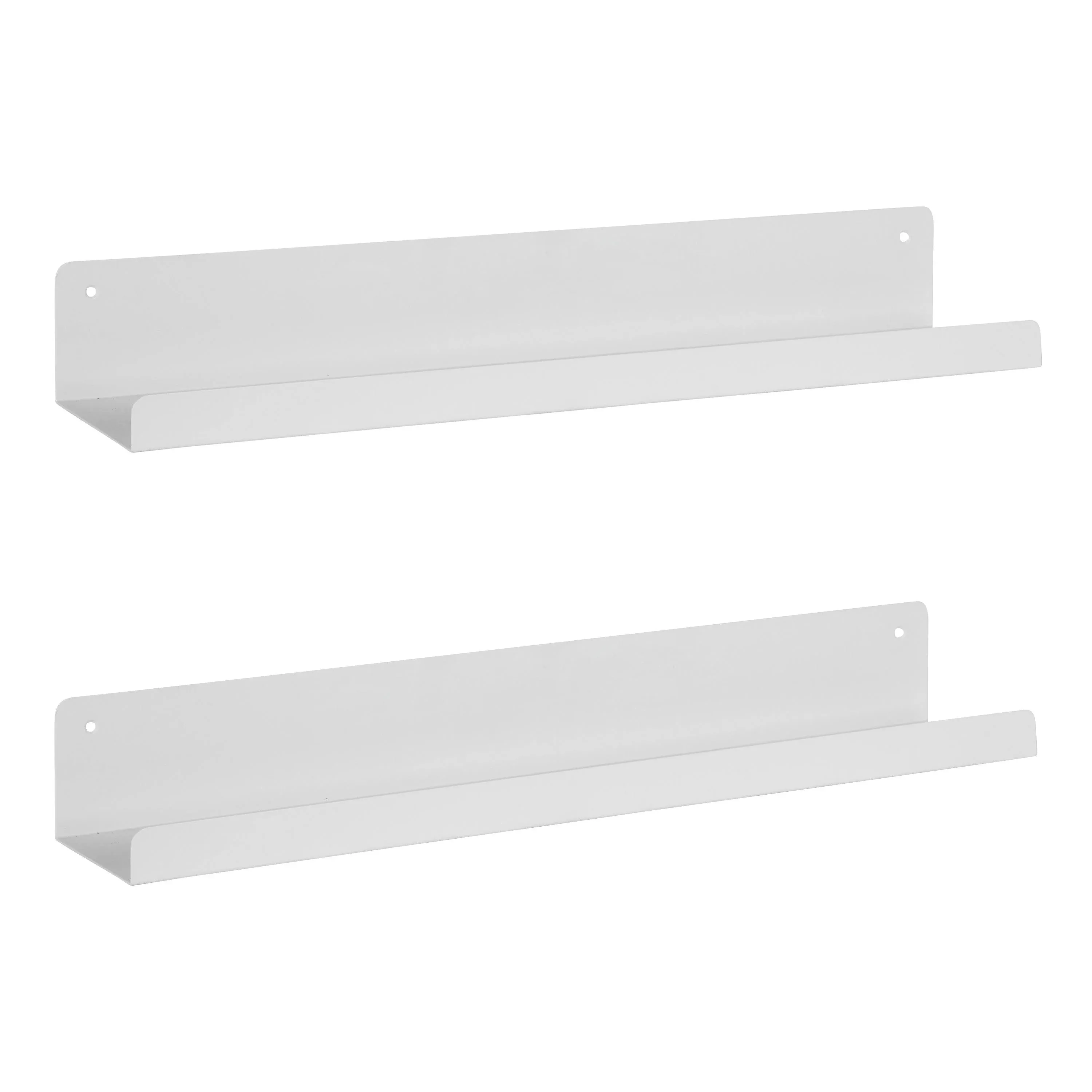 Kate and Laurel Mezzo Modern Metal Ledge Shelves, 3-1/4""H x 23-3/4""W x 4-1/2""D, White