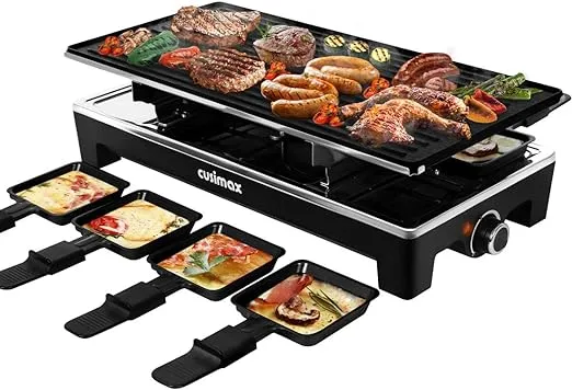 Cusimax CMRG-300B 1500W Indoor Portable 2 in 1 Electric Raclette Grill