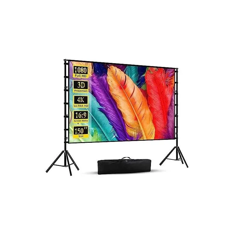 Projector Screen Stand Wootfairy 150 in Portable Foldable Projection Screen 4K