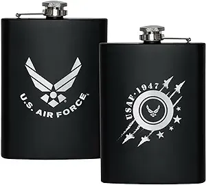 US Air Force 8 oz Flask | Stainless Steel Hip Flask for Liquor – Matte Black